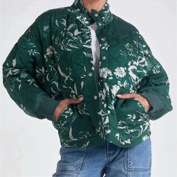 Elan Jackets & Blazers - Teal Floral Bomber